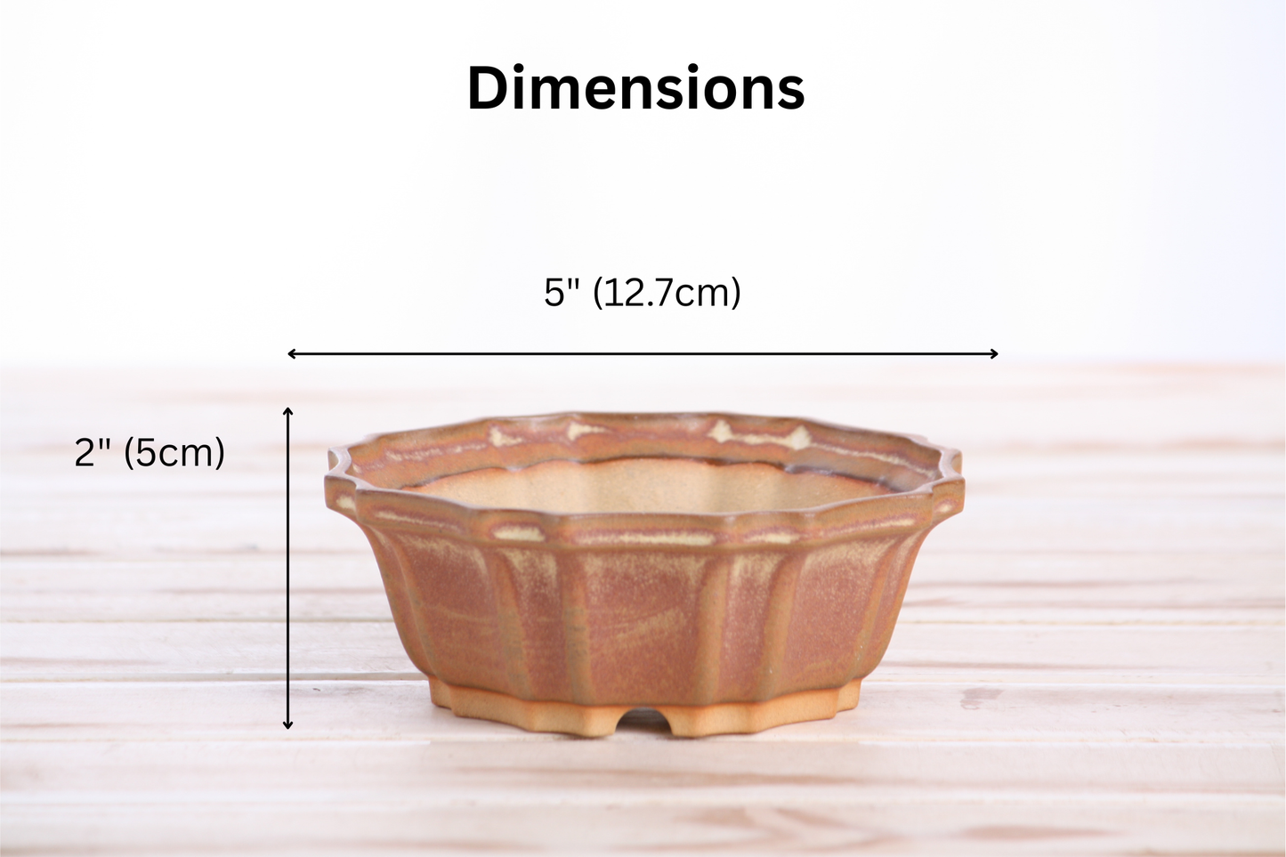 Willow Bonsai Ceramics Flower Design Bonsai Pot 5 Inch – Elegant Ceramic Bonsai & Succulent Planter, High‑Fired Frost‑Proof Stoneware with Drainage & Wiring Holes, Handmade in USA (Deep Stone)