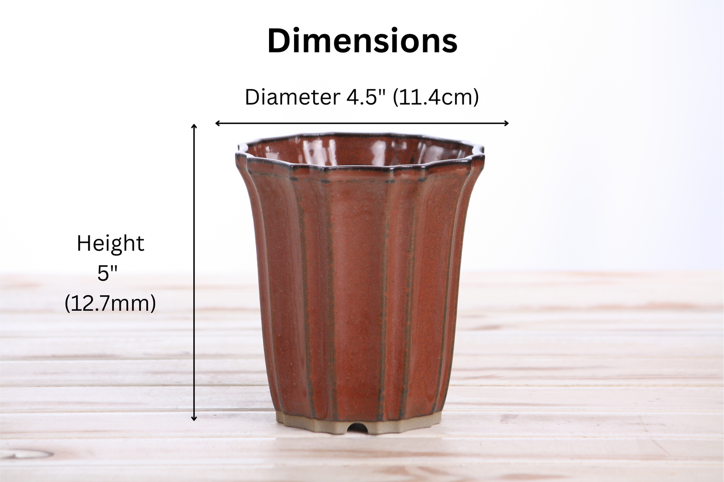 Willow Bonsai Ceramics Flower Design Cascade Bonsai Pot 4.5 Inch – Elegant Tall Ceramic Bonsai & Succulent Planter, High‑Fired Frost‑Proof Stoneware with Drainage & Wiring Holes, Handmade in USA (Sunset)