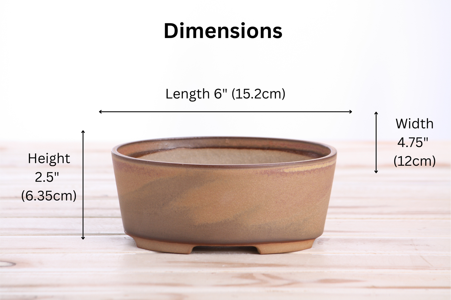 Willow Bonsai Ceramics Oval A Bonsai Pot 6 Inch – Straight‑Sided Oval Ceramic Bonsai & Succulent Planter, High‑Fired Frost‑Proof Stoneware with Drainage & Wiring Holes, Handmade in USA (Deep Stone)
