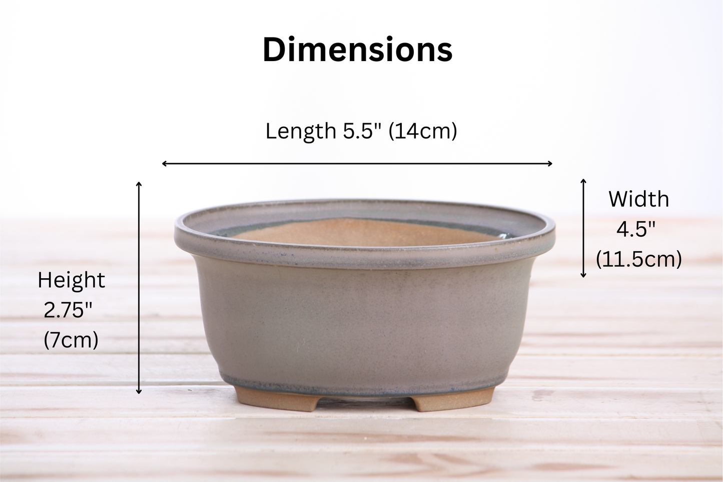 Willow Bonsai Ceramics Fat Bonsai Pot 5.5 Inch – Bold Oval Ceramic Bonsai & Succulent Planter with Accentuated Rim, High‑Fired Frost‑Proof Stoneware, Handmade in USA (Ocean)