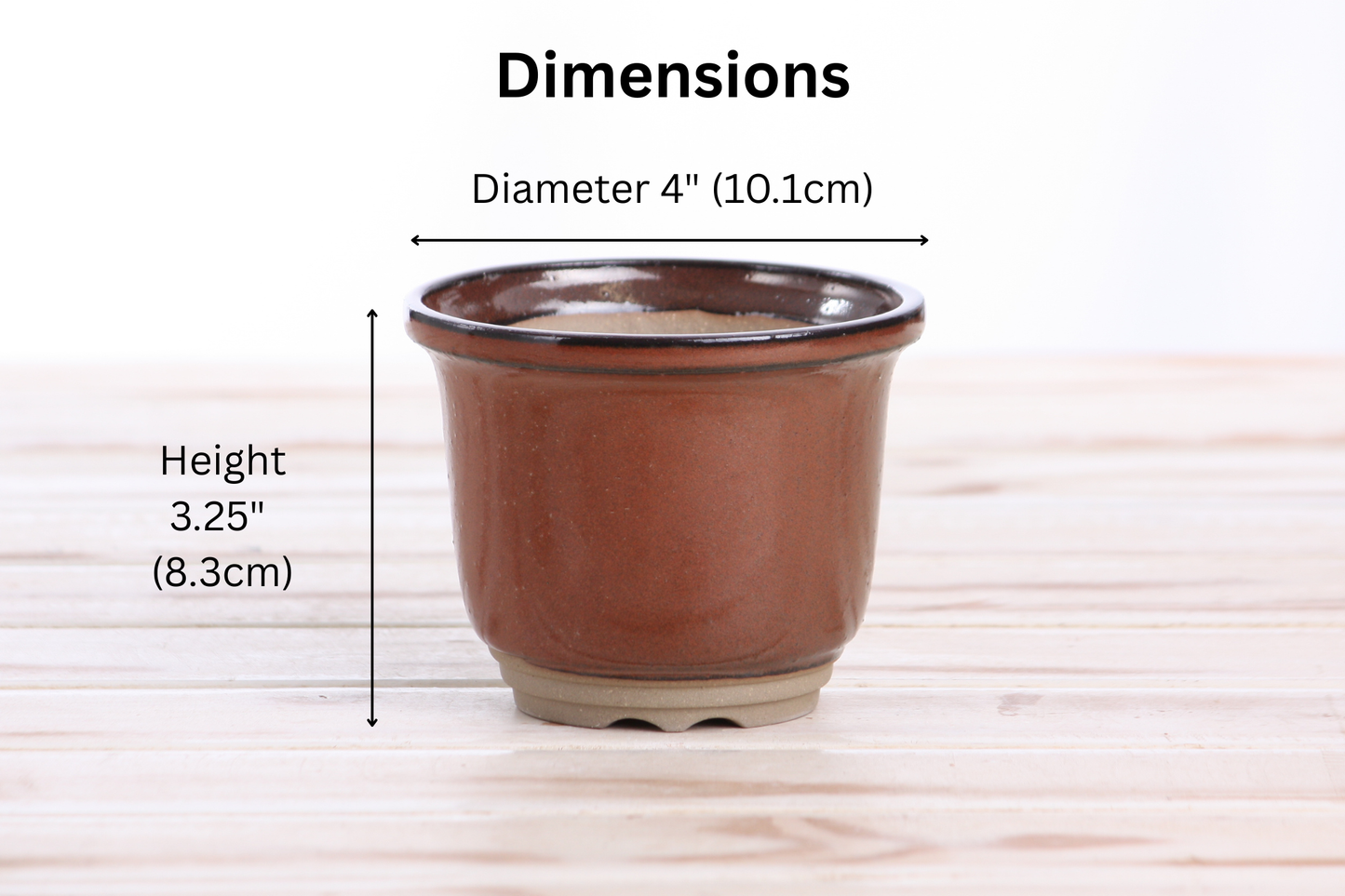 Willow Bonsai Ceramics Flute Bonsai Pot 4 Inch – Round Semi‑Cascade Ceramic Bonsai & Succulent Planter with Fluted Profile and Banded Base, High‑Fired Frost‑Proof Stoneware, Handmade in USA (Sunset)