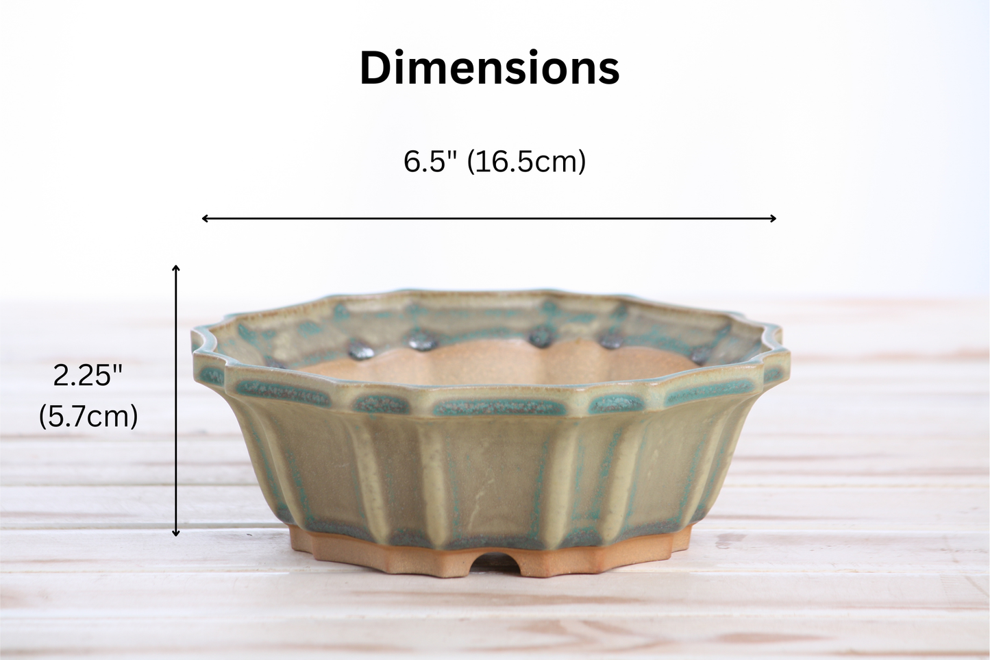 Willow Bonsai Ceramics Flower Design Bonsai Pot 6.5 Inch – Elegant Ceramic Bonsai & Succulent Planter, High‑Fired Frost‑Proof Stoneware with Drainage & Wiring Holes, Handmade in USA (Speckled Moss)