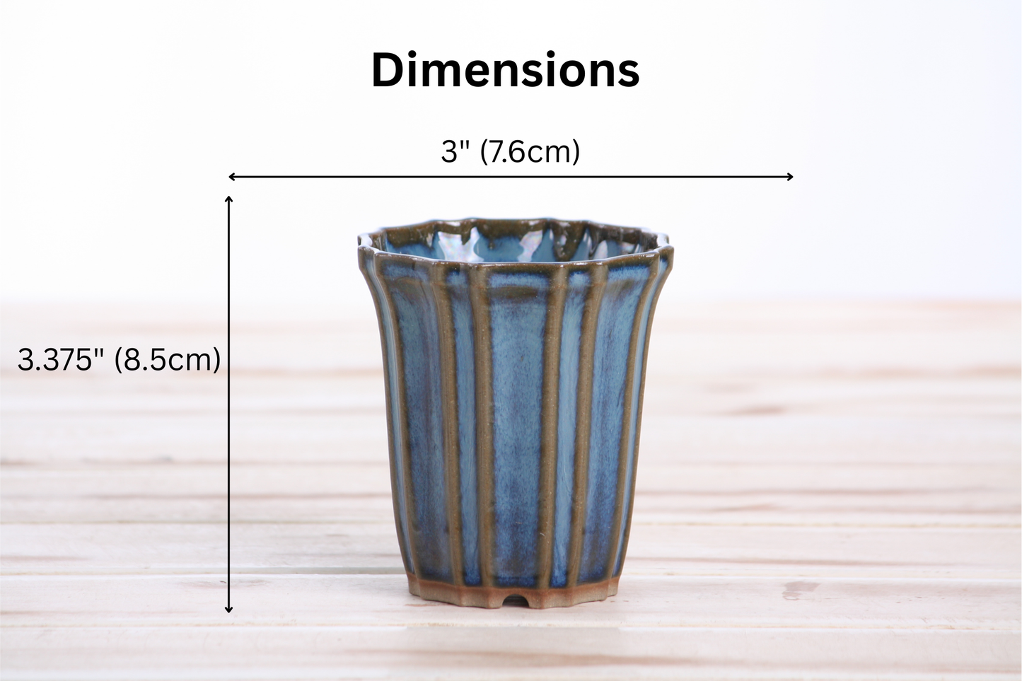Willow Bonsai Ceramics Flower Design Cascade Bonsai Pot 3 Inch – Elegant Tall Ceramic Bonsai & Succulent Planter, High‑Fired Frost‑Proof Stoneware with Drainage & Wiring Holes, Handmade in USA (Peacock 2025)