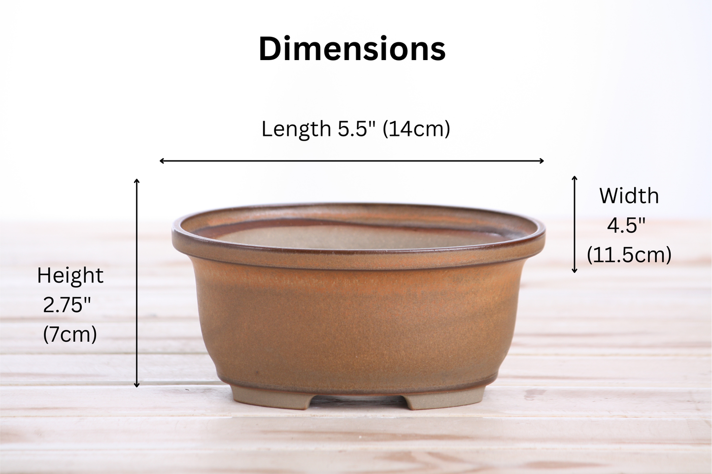 Willow Bonsai Ceramics Fat Bonsai Pot 5.5 Inch – Bold Oval Ceramic Bonsai & Succulent Planter with Accentuated Rim, High‑Fired Frost‑Proof Stoneware, Handmade in USA (Deep Stone)