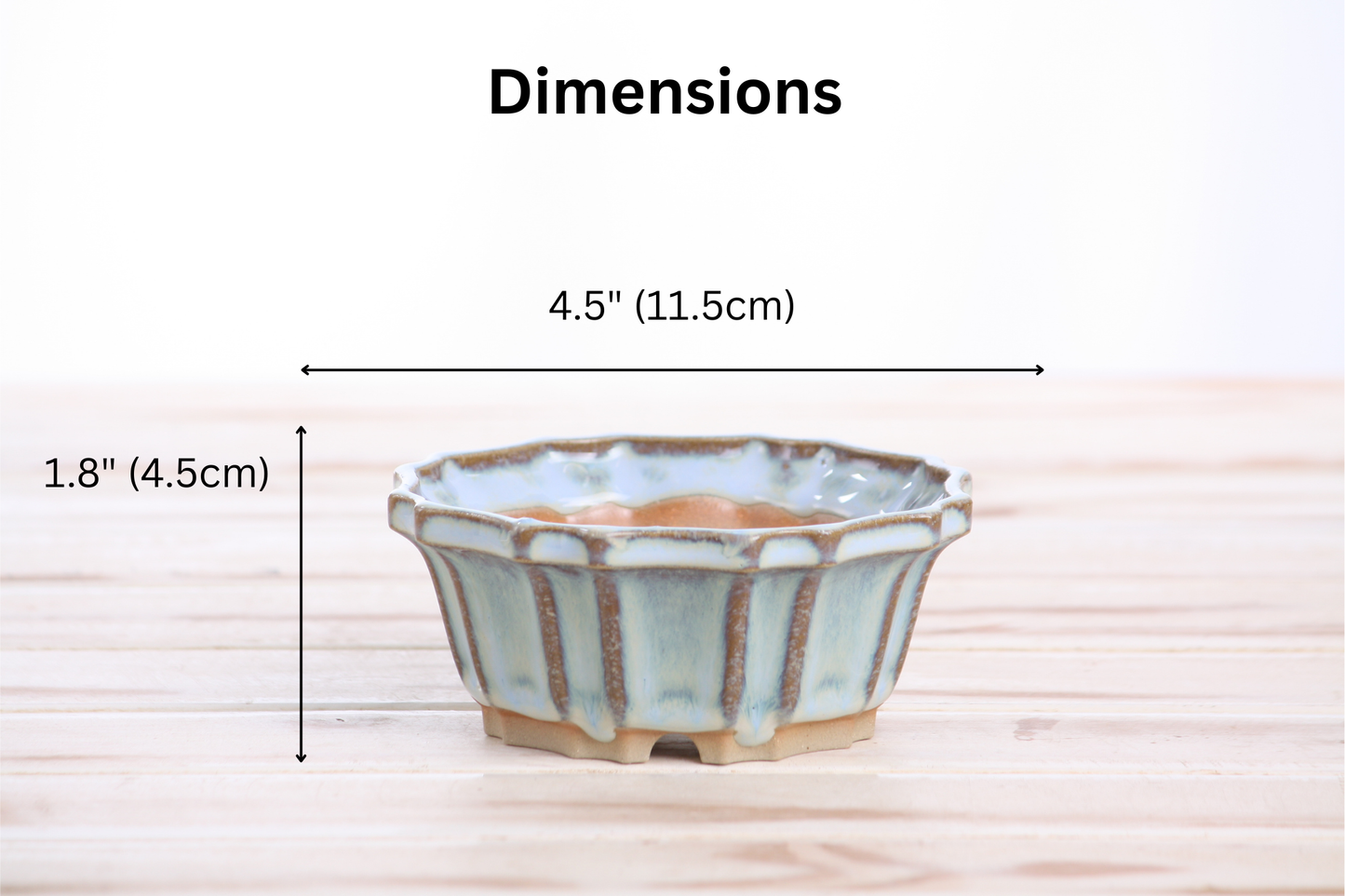 Willow Bonsai Ceramics Flower Design Bonsai Pot 4.5 Inch – Elegant Ceramic Bonsai & Succulent Planter, High‑Fired Frost‑Proof Stoneware with Drainage & Wiring Holes, Handmade in USA (Glacier)