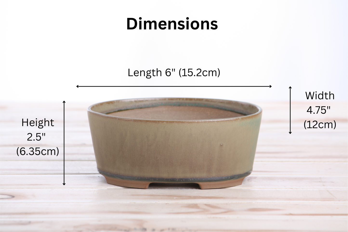 Willow Bonsai Ceramics Oval A Bonsai Pot 6 Inch – Straight‑Sided Oval Ceramic Bonsai & Succulent Planter, High‑Fired Frost‑Proof Stoneware with Drainage & Wiring Holes, Handmade in USA (Speckled Moss)