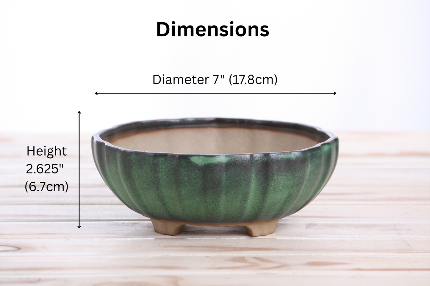 Willow Bonsai Ceramics Lily Bonsai Pot 7 Inch – Sculpted Rounded Ceramic Bonsai & Succulent Planter with Wavy Profile, High‑Fired Frost‑Proof Stoneware, Handmade in USA (Avocado)