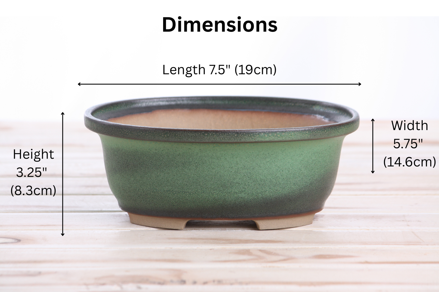 Willow Bonsai Ceramics Fat Bonsai Pot 7.5 Inch – Bold Oval Ceramic Bonsai & Succulent Planter with Accentuated Rim, High‑Fired Frost‑Proof Stoneware, Handmade in USA (Avocado)