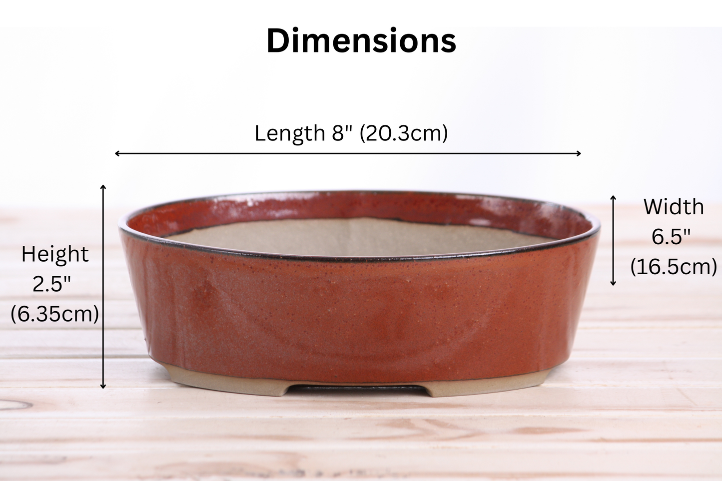 Willow Bonsai Ceramics Oval A Bonsai Pot 8 Inch – Straight‑Sided Oval Ceramic Bonsai & Succulent Planter, High‑Fired Frost‑Proof Stoneware with Drainage & Wiring Holes, Handmade in USA (Sunset)