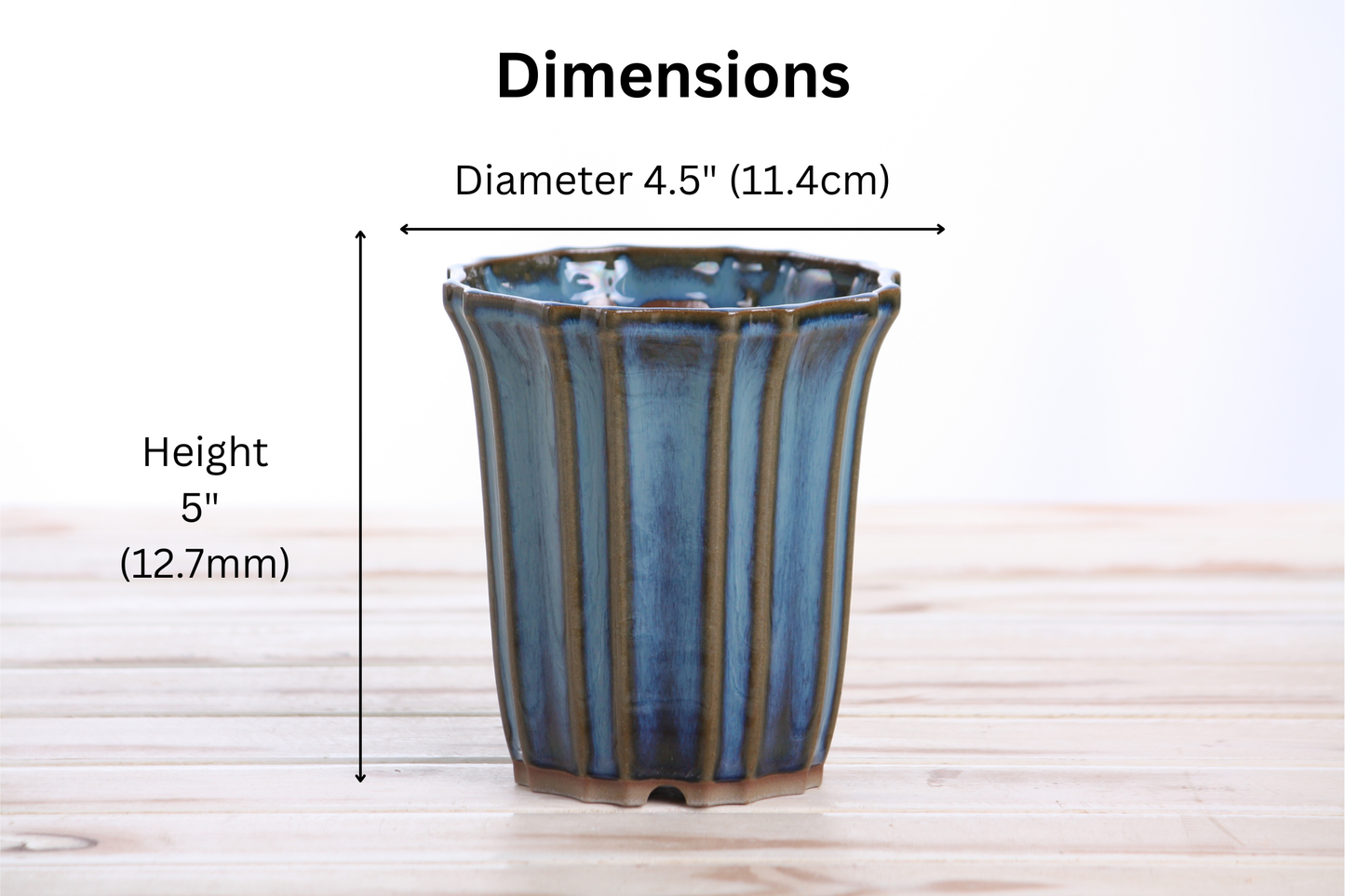 Willow Bonsai Ceramics Flower Design Cascade Bonsai Pot 4.5 Inch – Elegant Tall Ceramic Bonsai & Succulent Planter, High‑Fired Frost‑Proof Stoneware with Drainage & Wiring Holes, Handmade in USA (Peacock 2025)