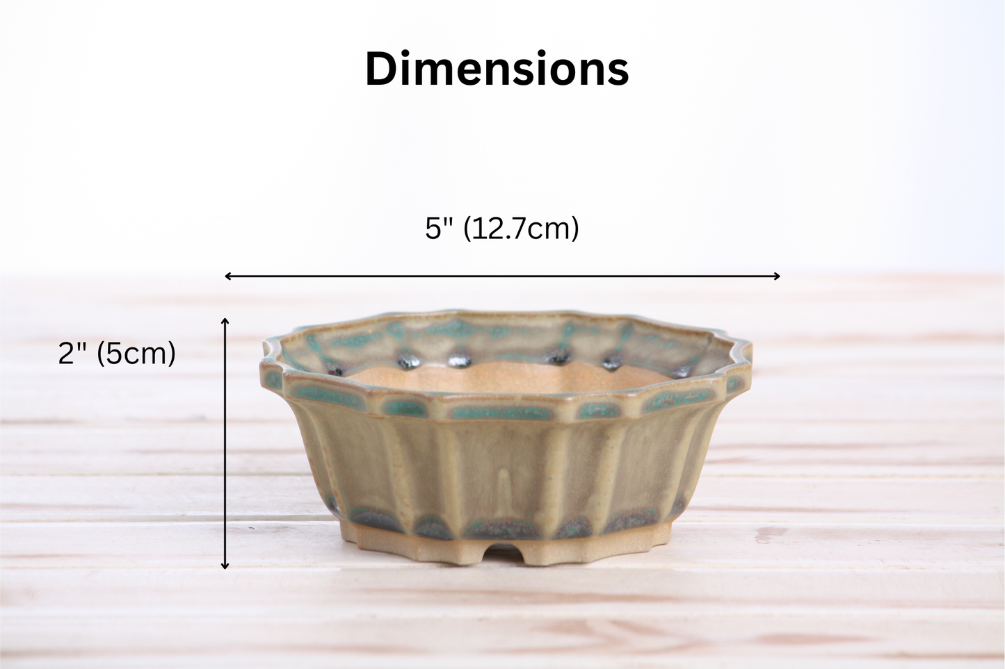 Willow Bonsai Ceramics Flower Design Bonsai Pot 5 Inch – Elegant Ceramic Bonsai & Succulent Planter, High‑Fired Frost‑Proof Stoneware with Drainage & Wiring Holes, Handmade in USA (Speckled Moss)
