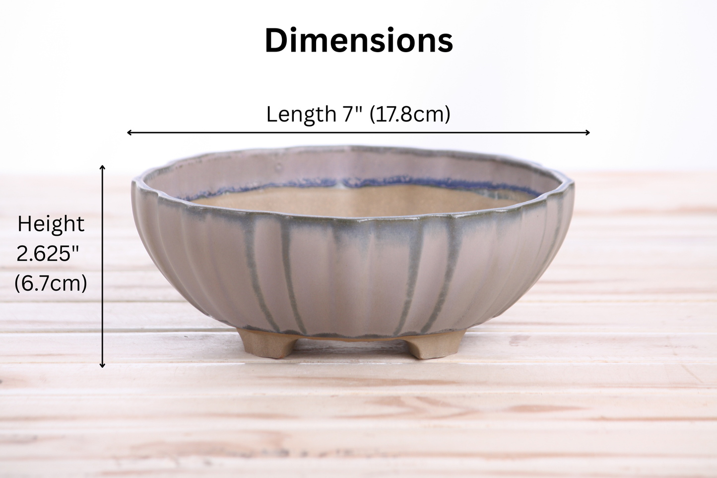 Willow Bonsai Ceramics Lily Bonsai Pot 7 Inch – Sculpted Rounded Ceramic Bonsai & Succulent Planter with Wavy Profile, High‑Fired Frost‑Proof Stoneware, Handmade in USA (Ocean)