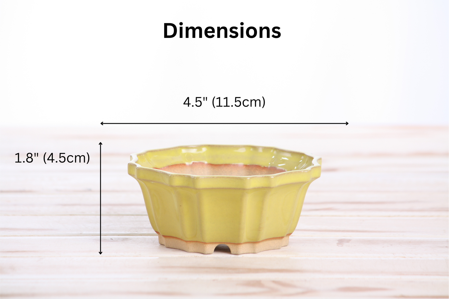 Willow Bonsai Ceramics Flower Design Bonsai Pot 4.5 Inch – Elegant Ceramic Bonsai & Succulent Planter, High‑Fired Frost‑Proof Stoneware with Drainage & Wiring Holes, Handmade in USA (Yellow)