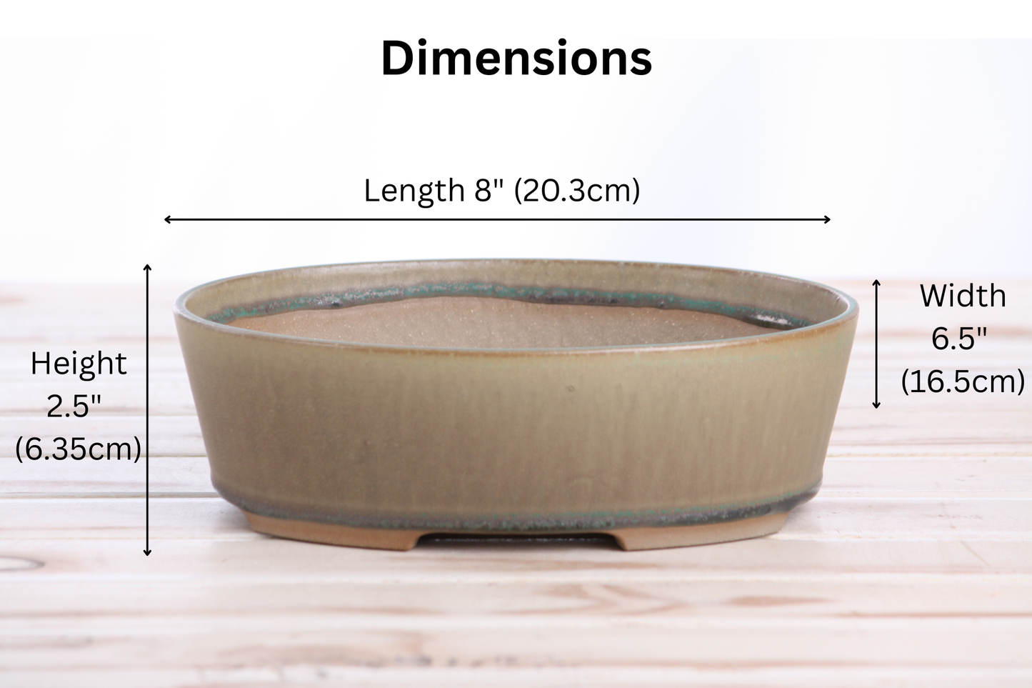 Willow Bonsai Ceramics Oval A Bonsai Pot 8 Inch – Straight‑Sided Oval Ceramic Bonsai & Succulent Planter, High‑Fired Frost‑Proof Stoneware with Drainage & Wiring Holes, Handmade in USA (Speckled Moss)