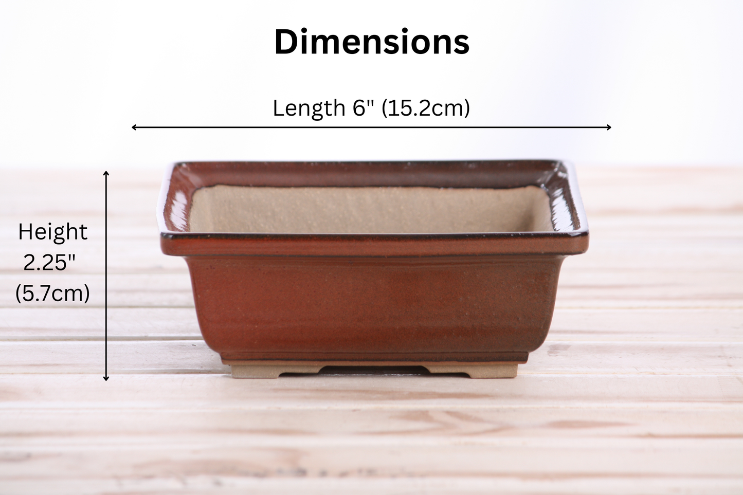 Willow Bonsai Ceramics Square Bonsai Pot 6 Inch – Low‑Profile Square Ceramic Bonsai & Succulent Planter with Accentuated Rim, High‑Fired Frost‑Proof Stoneware, Handmade in USA (Sunset)