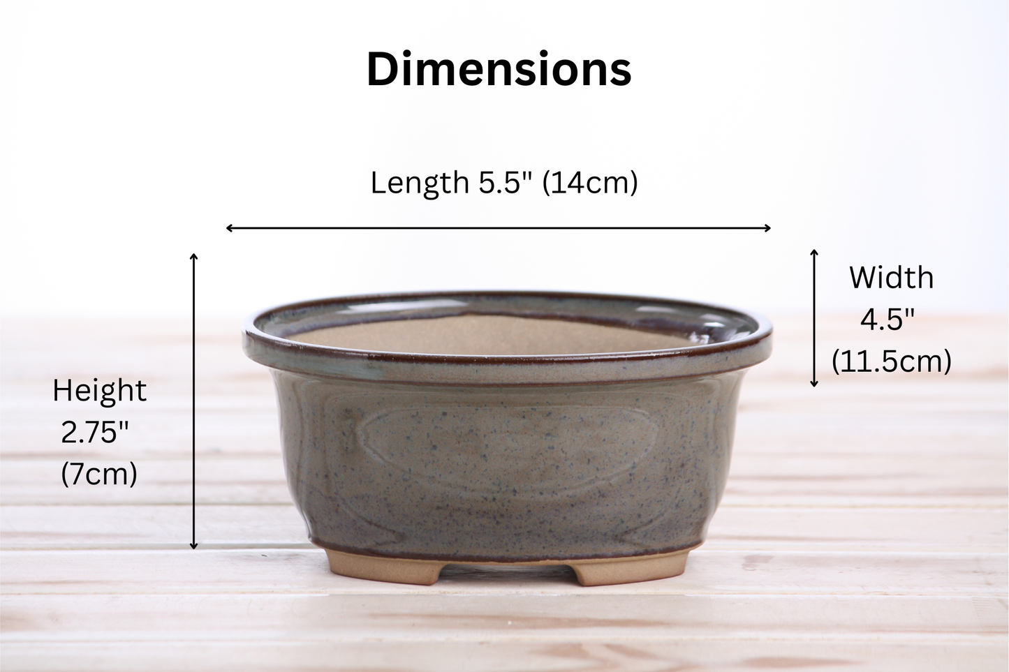 Willow Bonsai Ceramics Fat Bonsai Pot 5.5 Inch – Bold Oval Ceramic Bonsai & Succulent Planter with Accentuated Rim, High‑Fired Frost‑Proof Stoneware, Handmade in USA (Starry Night)