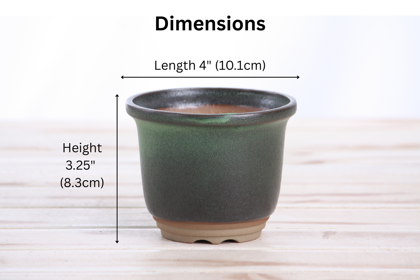 Willow Bonsai Ceramics Flute Bonsai Pot 4 Inch – Round Semi‑Cascade Ceramic Bonsai & Succulent Planter with Fluted Profile and Banded Base, High‑Fired Frost‑Proof Stoneware, Handmade in USA (Avocado)