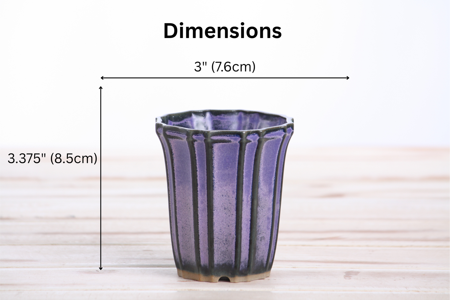 Willow Bonsai Ceramics Flower Design Cascade Bonsai Pot 3 Inch – Elegant Tall Ceramic Bonsai & Succulent Planter, High‑Fired Frost‑Proof Stoneware with Drainage & Wiring Holes, Handmade in USA (Purple)