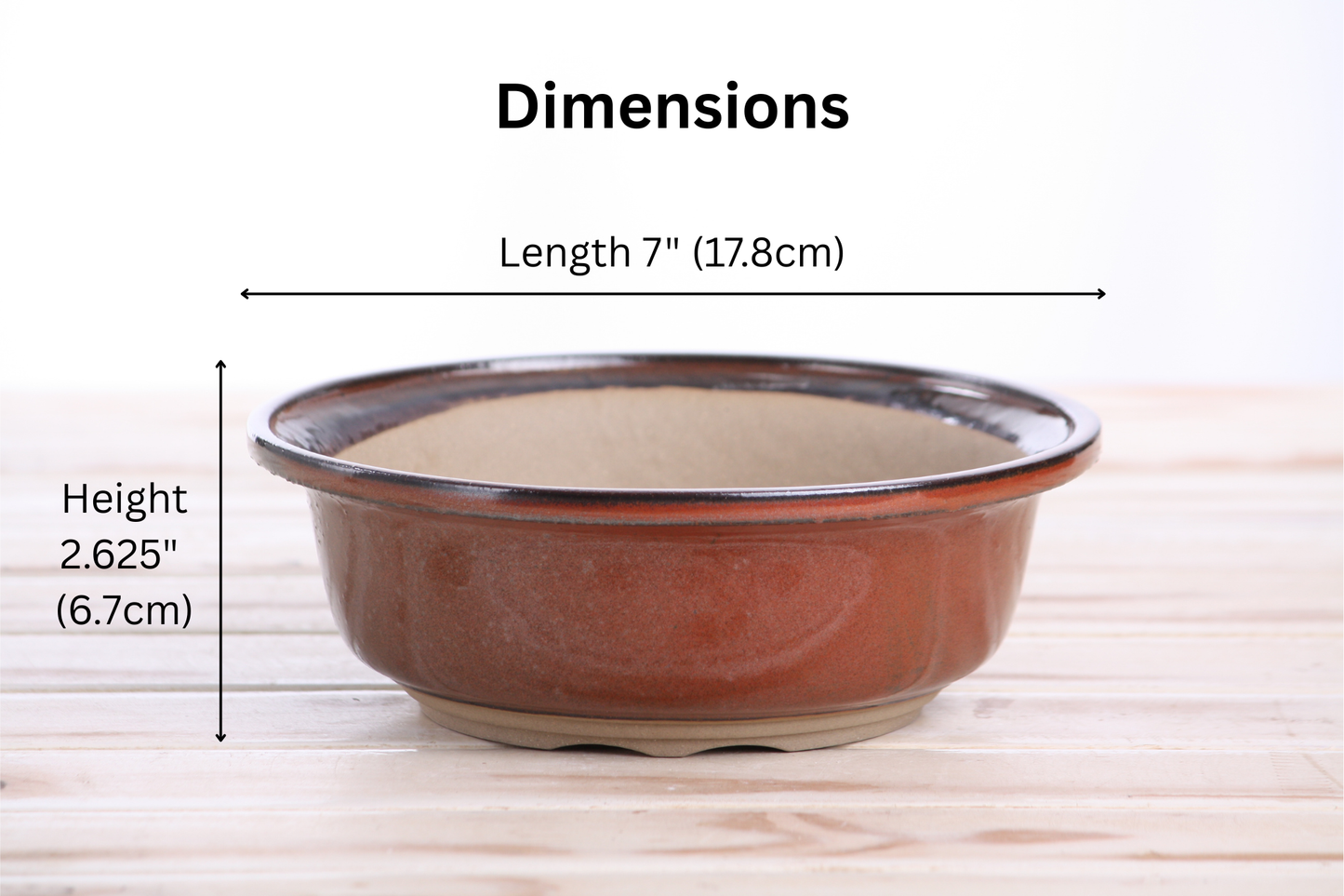 Willow Bonsai Ceramics Round Bonsai Pot 7 Inch – Round Ceramic Bonsai & Succulent Planter with Accentuated Rim and Sculpted Foot Ring, High‑Fired Frost‑Proof Stoneware, Handmade in USA (Sunset)