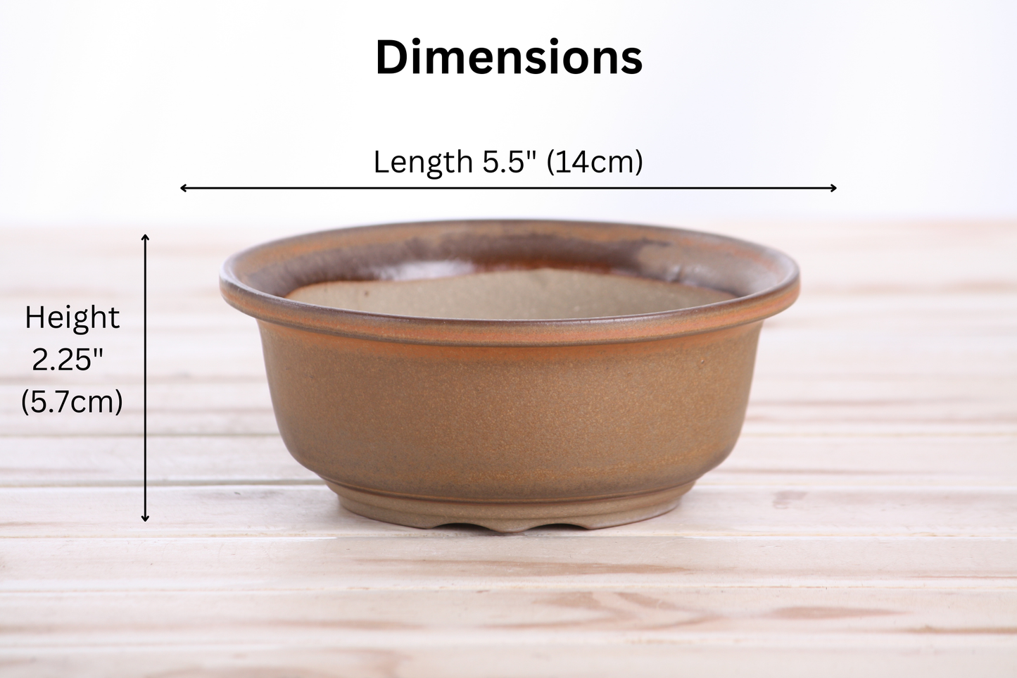 Willow Bonsai Ceramics Round Bonsai Pot 5.5 Inch – Round Ceramic Bonsai & Succulent Planter with Accentuated Rim and Sculpted Foot Ring, High‑Fired Frost‑Proof Stoneware, Handmade in USA (Deep Stone)