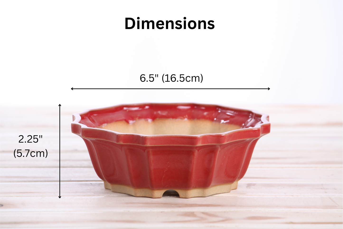 Willow Bonsai Ceramics Flower Design Bonsai Pot 6.5 Inch – Elegant Ceramic Bonsai & Succulent Planter, High‑Fired Frost‑Proof Stoneware with Drainage & Wiring Holes, Handmade in USA (Red)