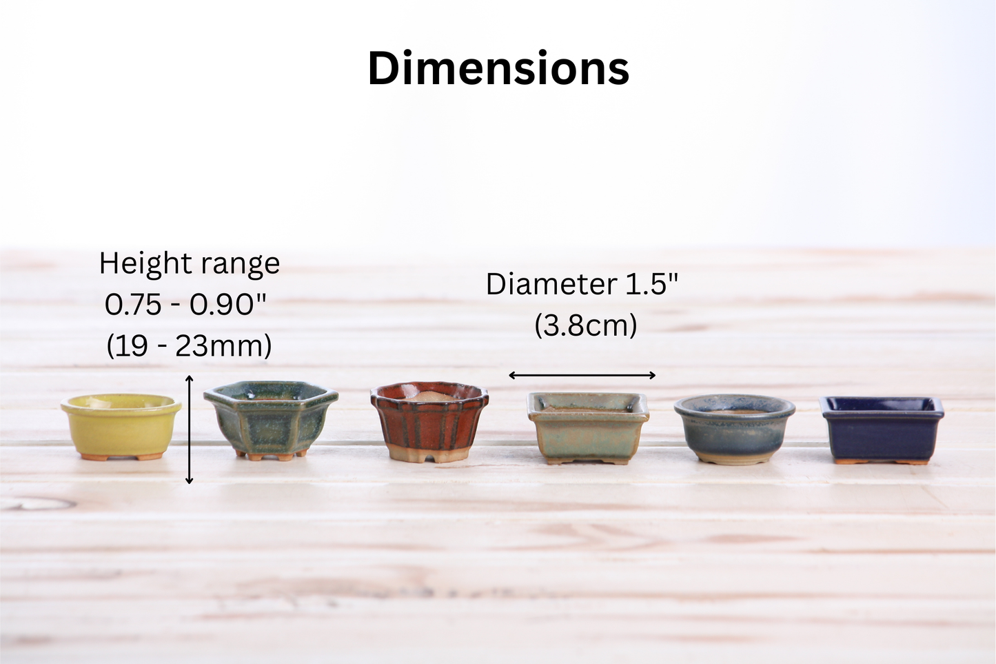 Willow Bonsai Ceramics 1.5 Inch Shito Bonsai Pot Set of 6 – Mini Handmade Ceramic Bonsai & Succulent Pots, High‑Fired Stoneware with Drainage, Made in USA (Set B)
