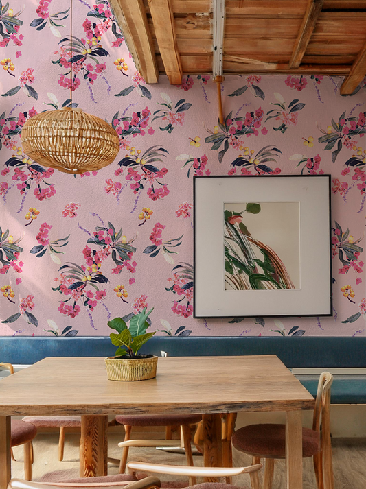 Floral Loquat Wallpaper, pink