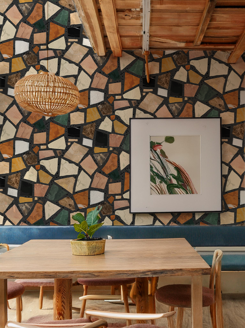 Dolce Terrazzo Wallpaper, black