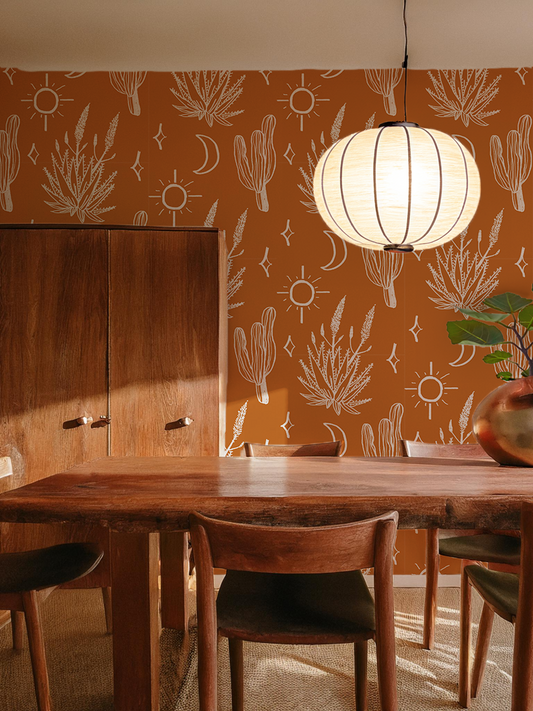 Desert Sky Wallpaper, large pattern, orange and white