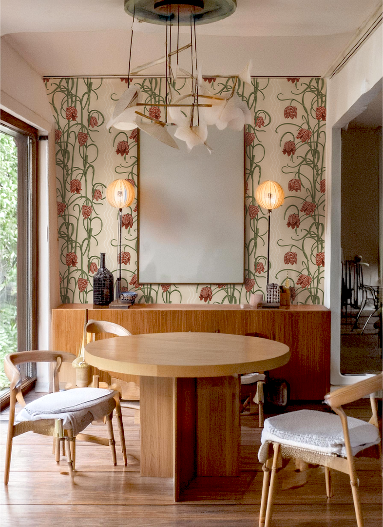 Campanas Wallpaper, neutral and burnt orange