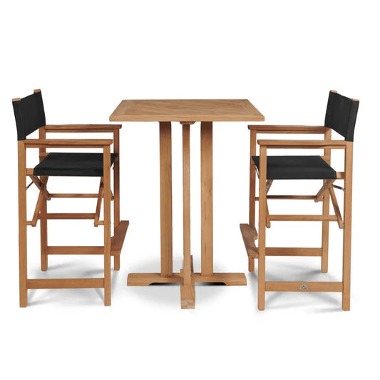 Director Teak Patio Square Bar Height Dining Set 3PC