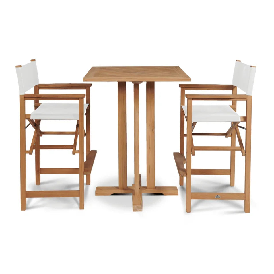 Director Teak Patio Square Bar Height Dining Set 3PC