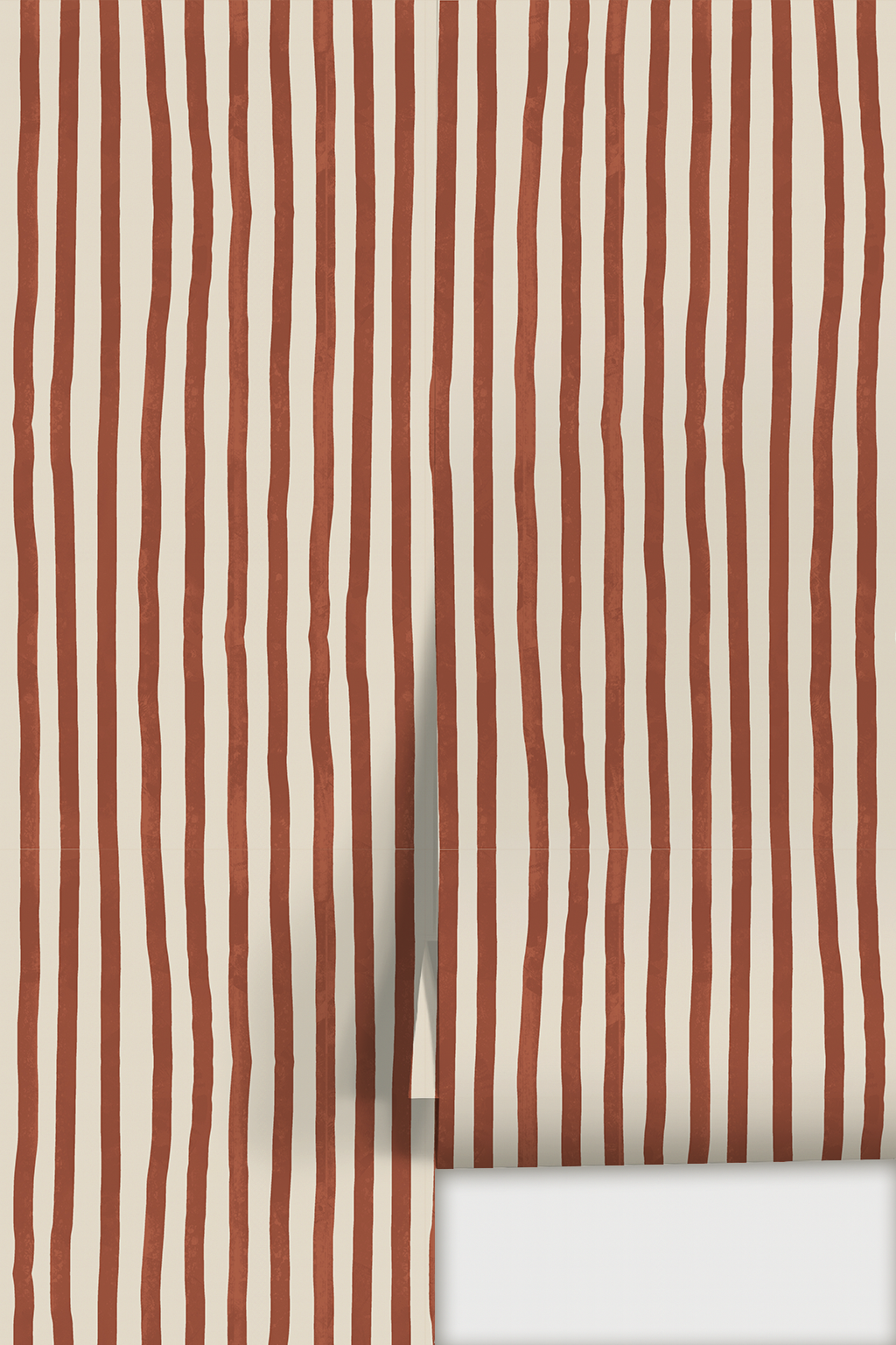 Dolce Stripe Wallpaper, off-white and brick red