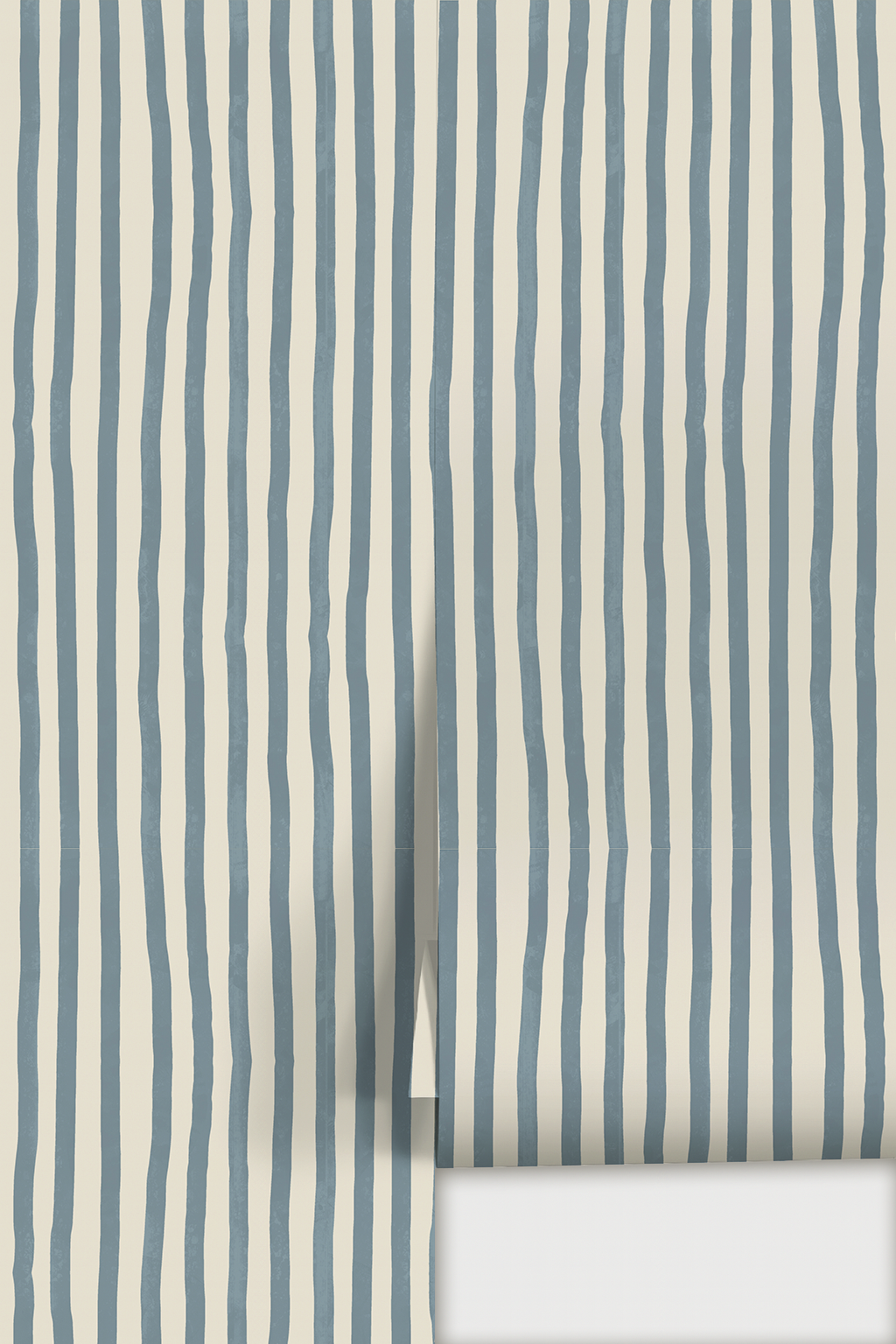 Dolce Stripe Wallpaper, off-white and dusty blue