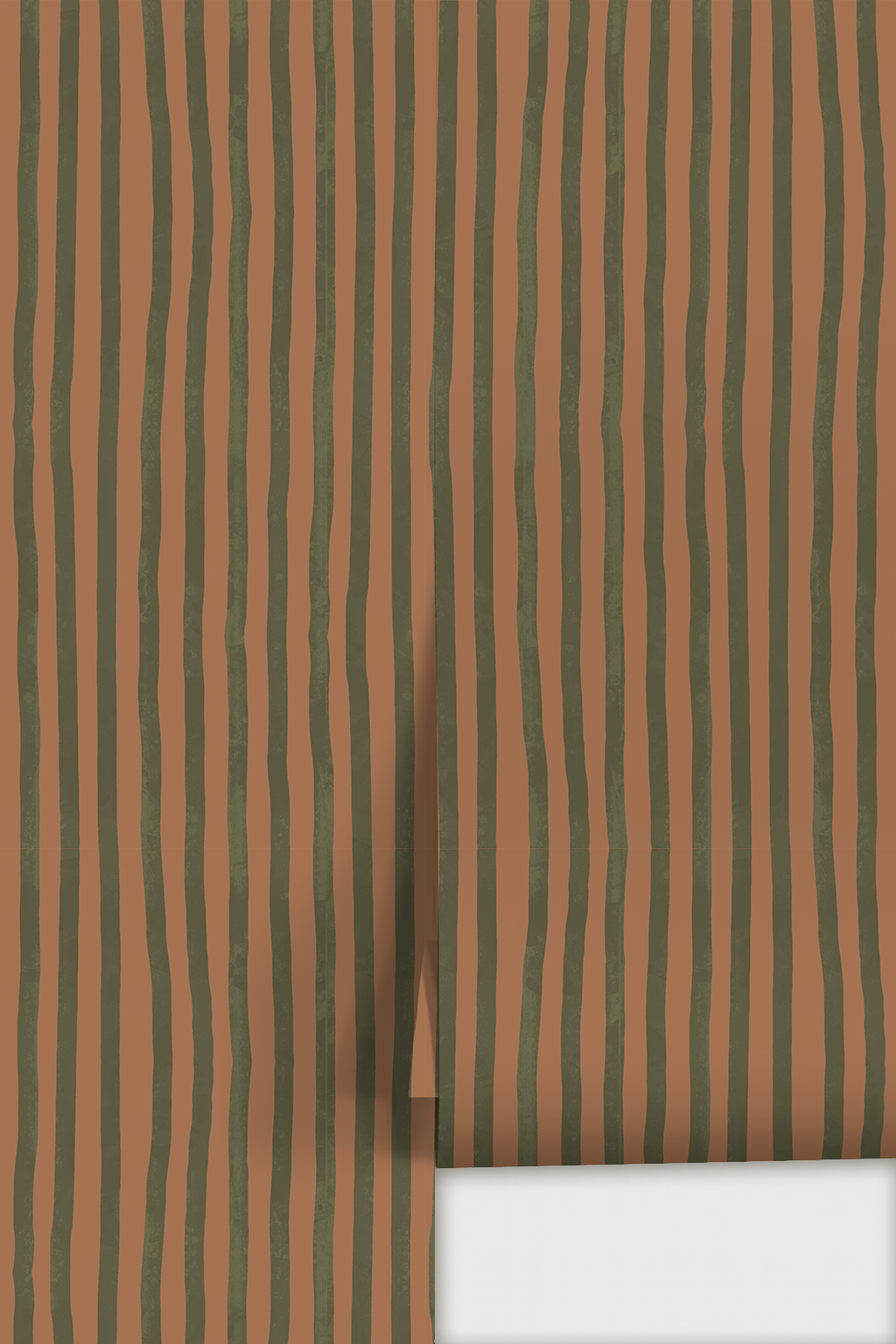 Dolce Stripe Wallpaper, terra cotta and olive