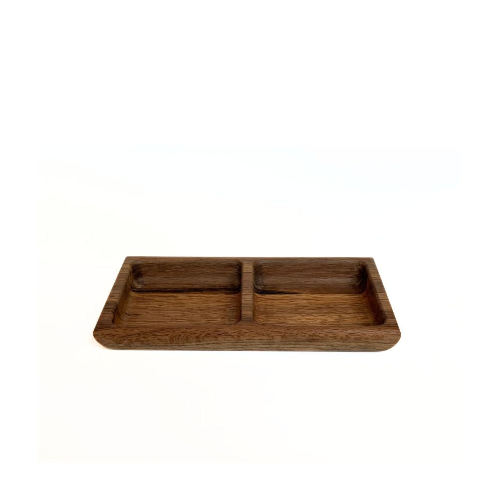 Oak Wood Double Snack Serving Tray