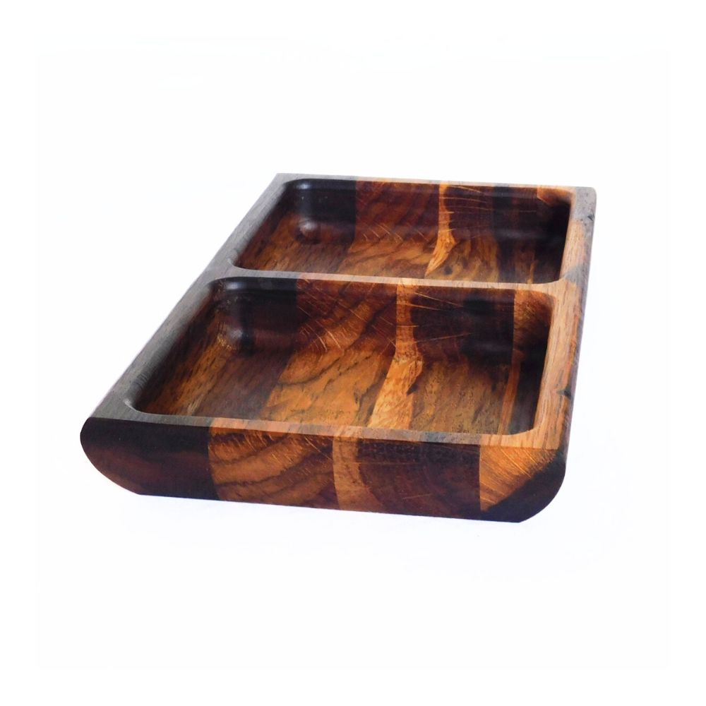 Oak Wood Double Snack Serving Tray