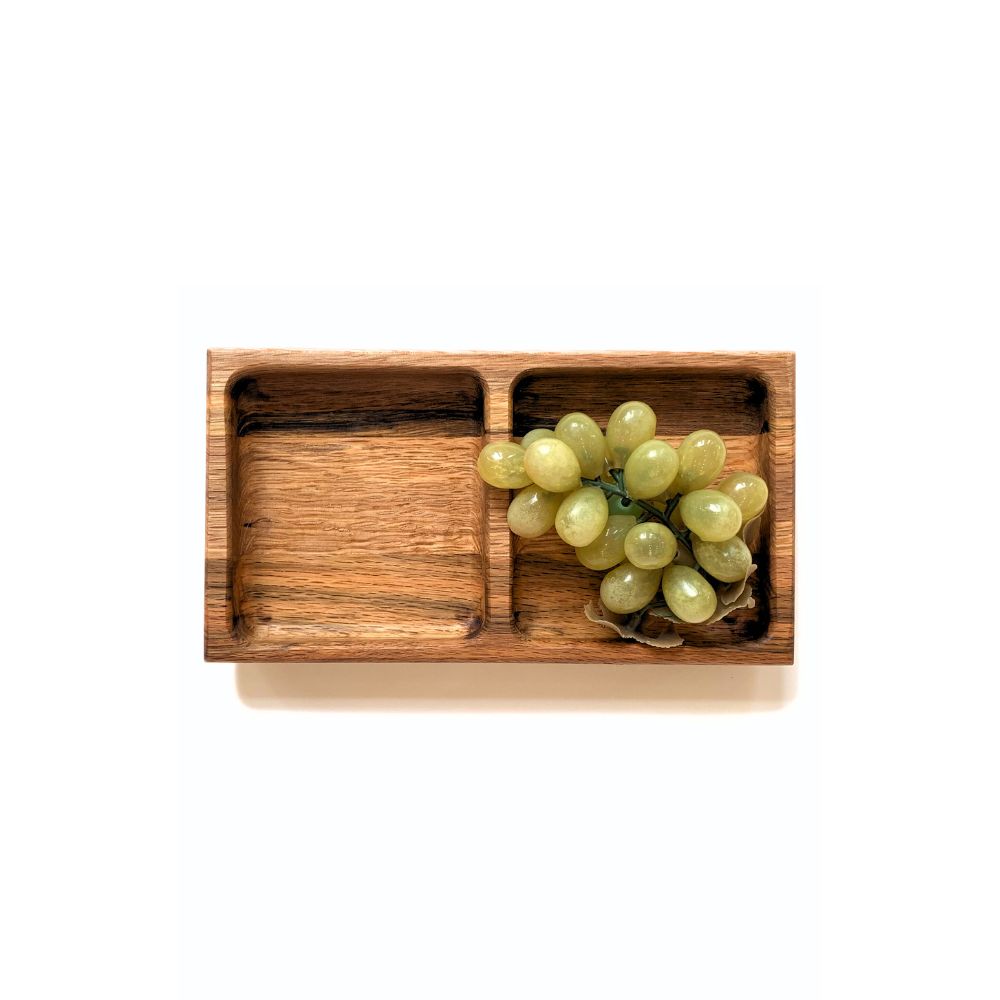 Oak Wood Double Snack Serving Tray