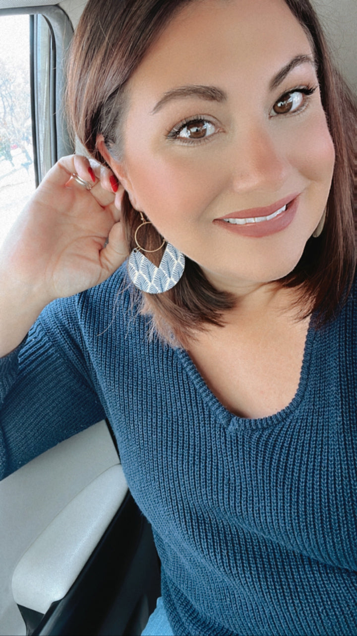 Beautiful Geometric Wood and Gold Botanic Earrings