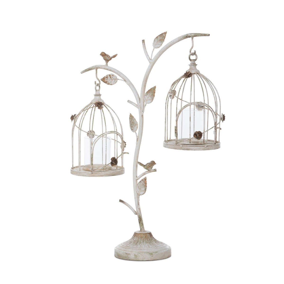 Vintage Birdcage Candle Holder with Hanging Lanterns