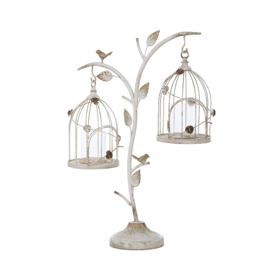 Vintage Birdcage Candle Holder with Hanging Lanterns