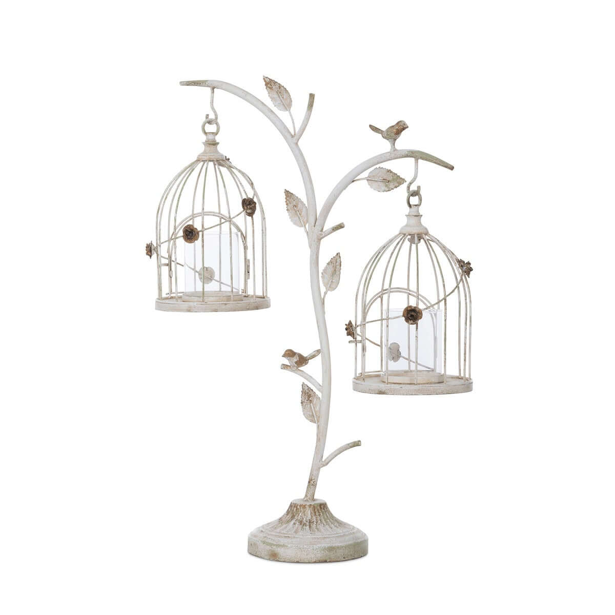 Vintage Birdcage Candle Holder with Hanging Lanterns