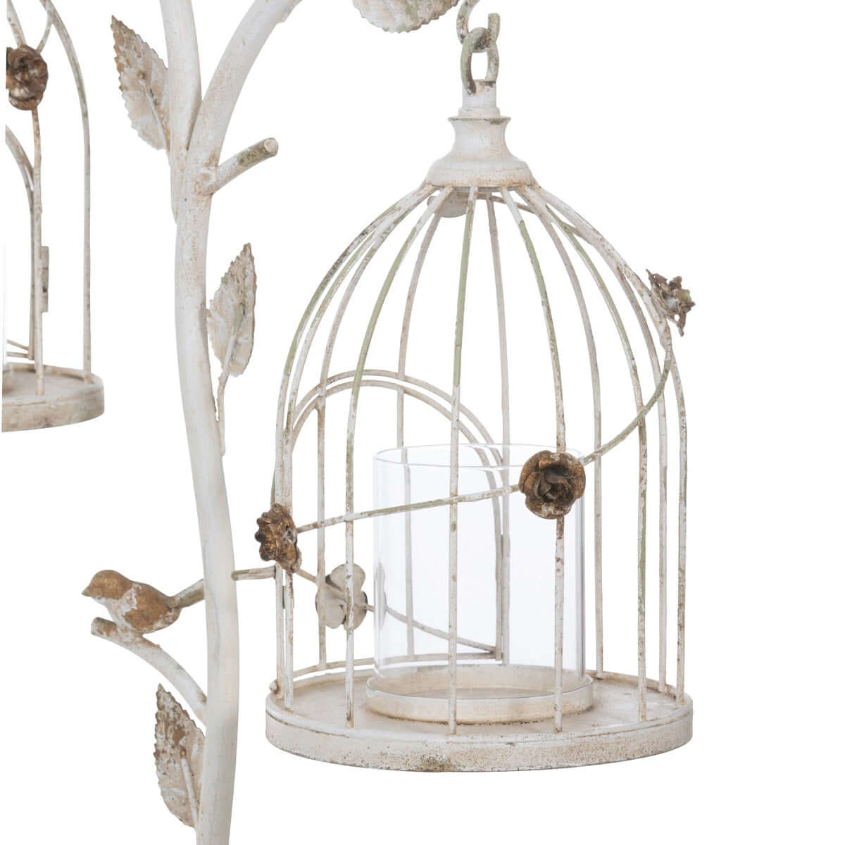 Vintage Birdcage Candle Holder with Hanging Lanterns