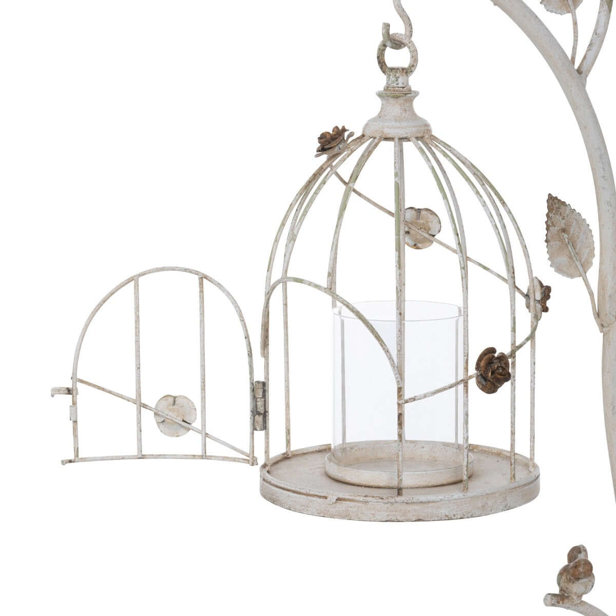 Vintage Birdcage Candle Holder with Hanging Lanterns