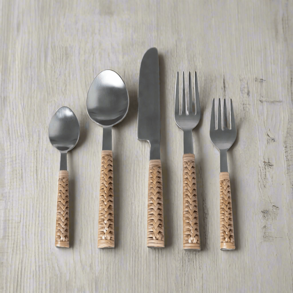 Handwoven Bamboo and Stainless Steel Cutlery Set