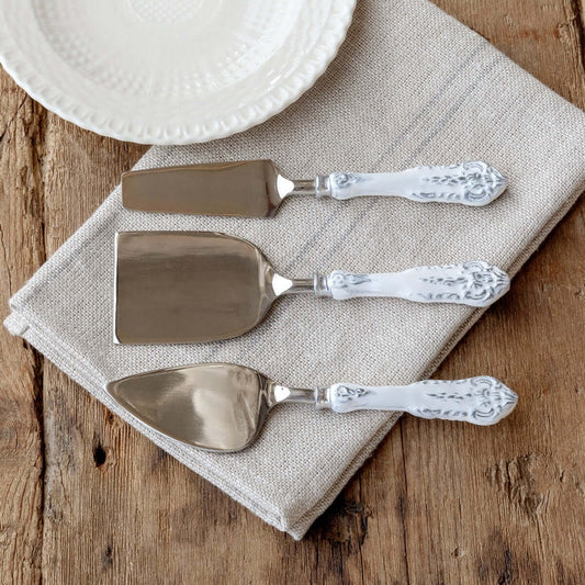 Embossed White Enamel Cheese Knife Set