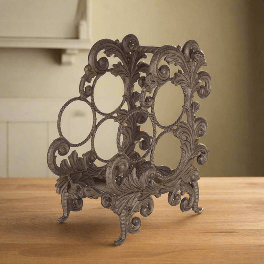 Vintage Acanthus Leaf Cast Aluminum Wine Rack
