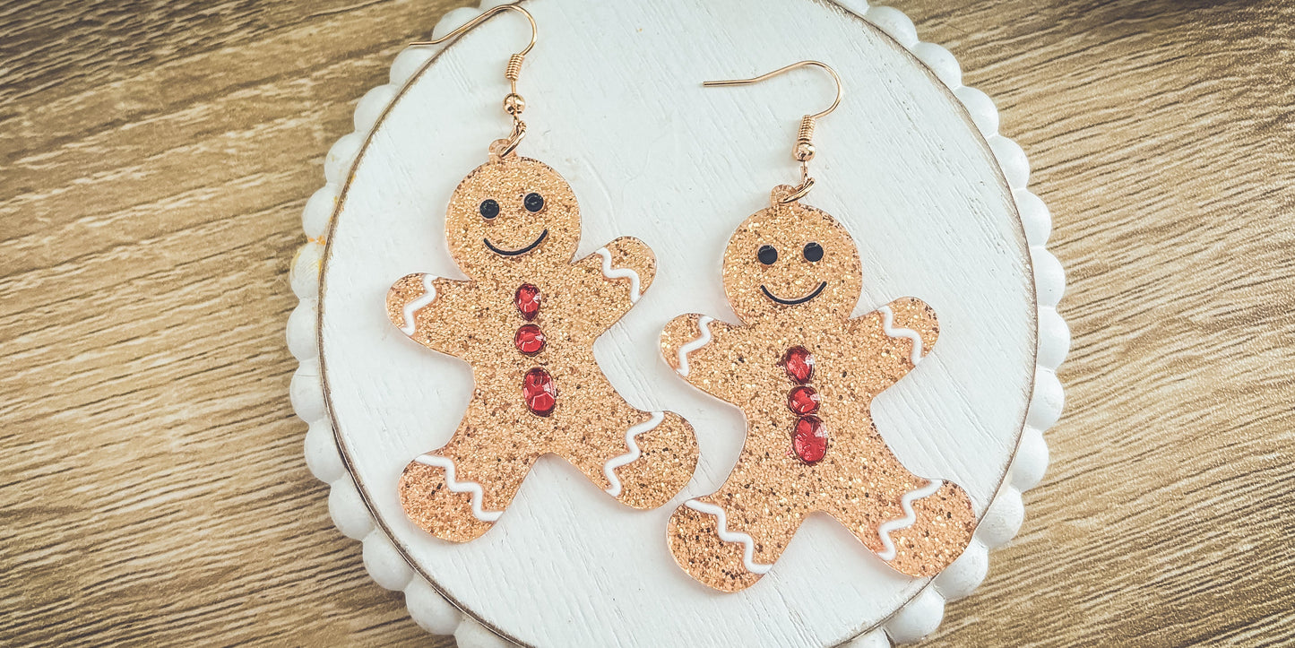 Beautiful Acrylic Gingerbread Man Earrings