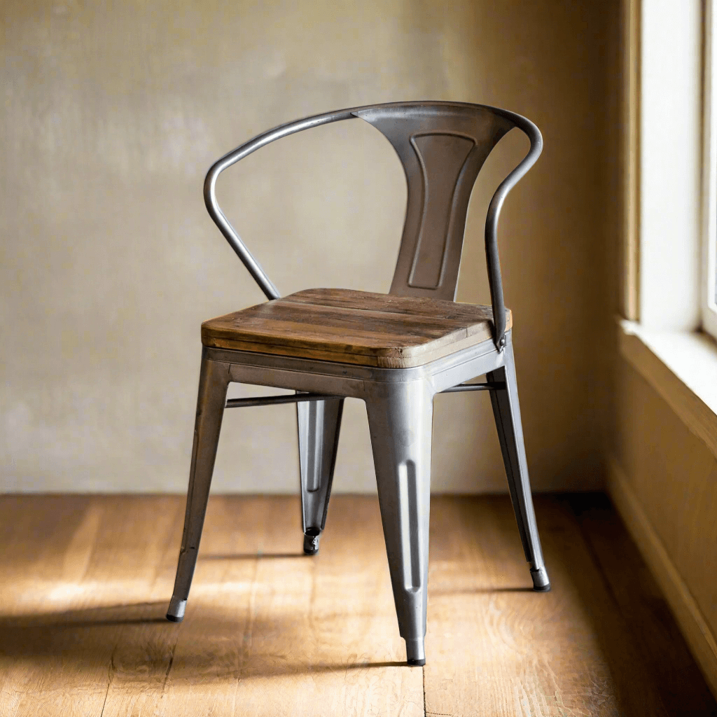 Rustic Industrial Dining Chair with Reclaimed Wood and Metal Frame