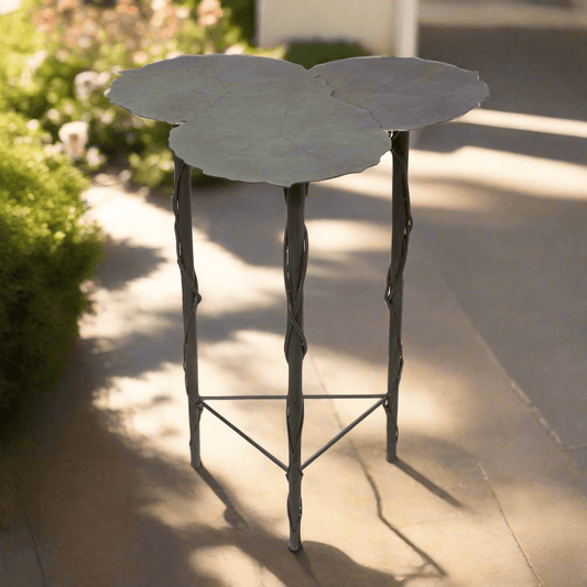Lily Pad Side Table – Outdoor Iron Accent with Aged Patina